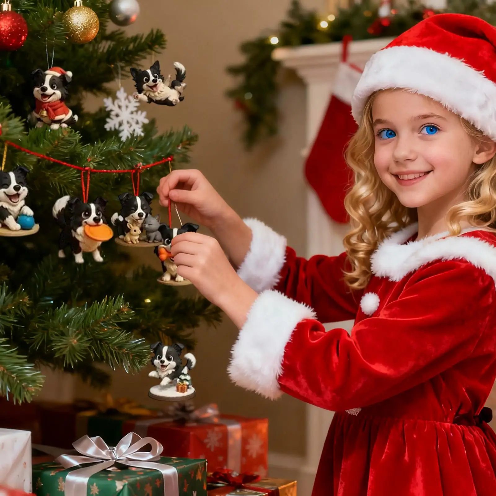 2025 Christmas Advent Calendar 2D Acrylic Shepherd Dog Figurines Decorations 24-Day Animal Calendar Christmas gifts for Kids