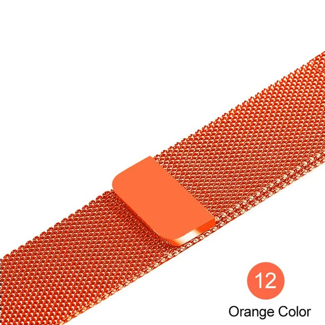 Strap For Apple watch band 44mm 40mm 42mm 38mm 41mm 45 stainless steel Metal bracelet magnetic Milanese loop Apple watch 34567se orange