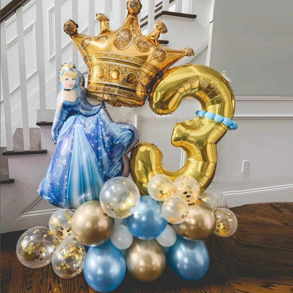 

24pcs/Set Disney Princess Cinderella Foil Balloons 32inch Gold Number Balloons For Girls‘ Birthday Baby Shower Party Decoration