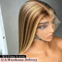 40 50Inch Highlight Ombre Bone Straight Human Hair Wig Colored 13x6 HD Lace Frontal Wig 360 Full Lace Front 100% Human Hair Wigs