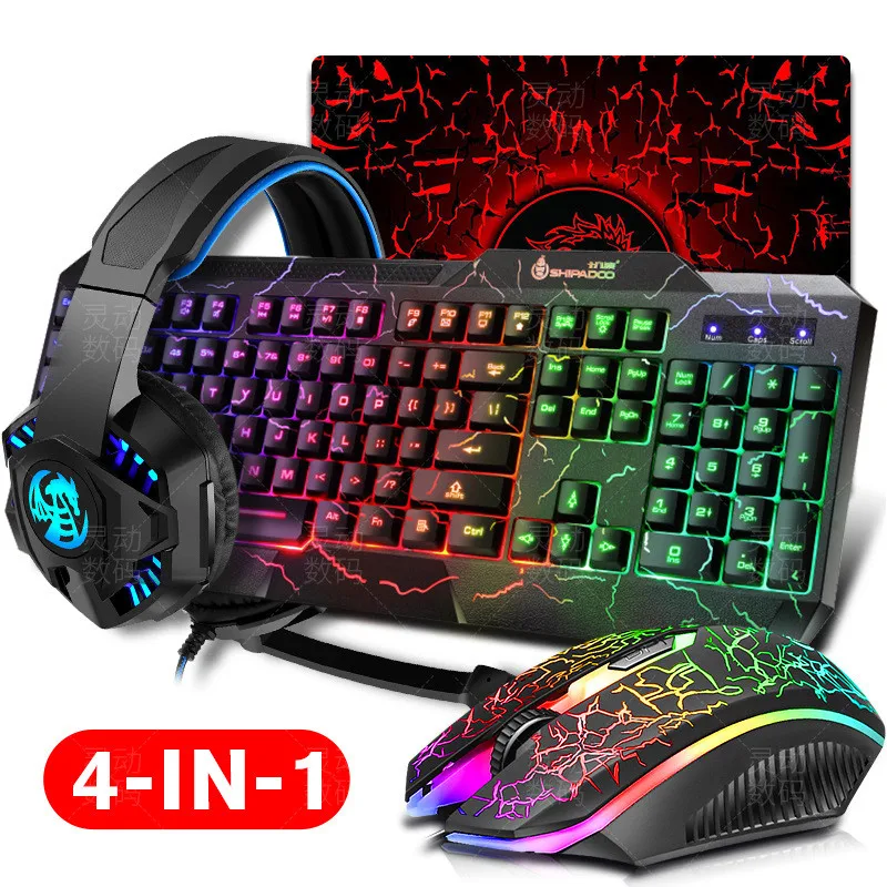 Original 4 In1 Gaming Keyboard Mouse LED Breathing Backlight Ergonomics