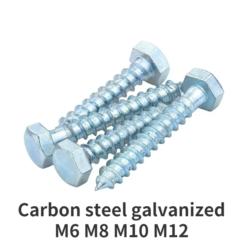 

M6 M8 M10 M12 Coach Screws External Hex Head Self Tapping Wood Screw Hexagon Head Thread Bolt Zinc Plated Carbon Steel