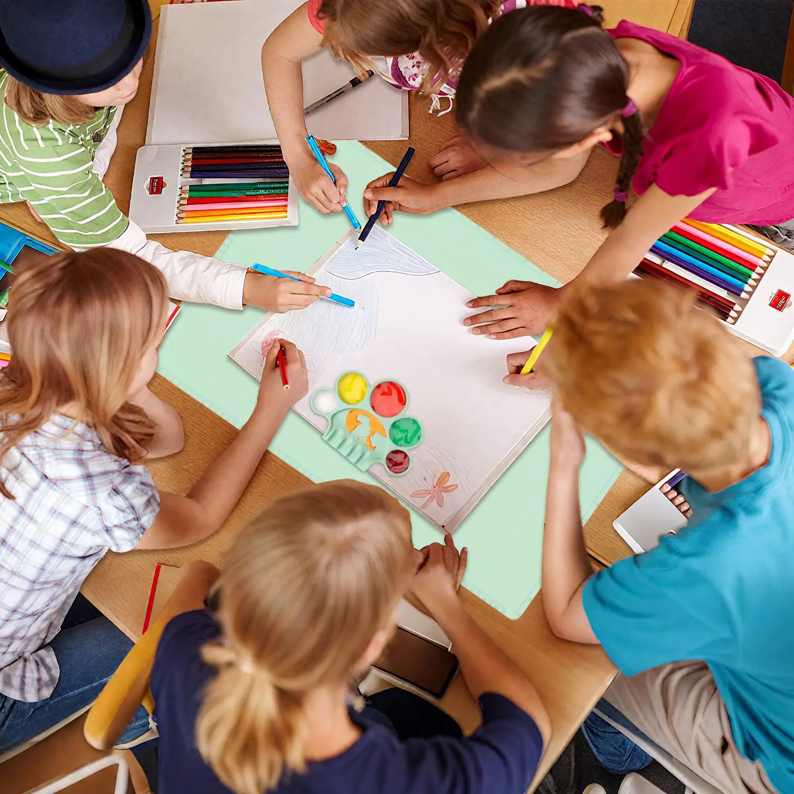 Silicone Paint Mat Foldable Drawing Pad 23.62x15.75in Silicone Crafting Mat For Artist Student Watercolor Clay Projects Casting