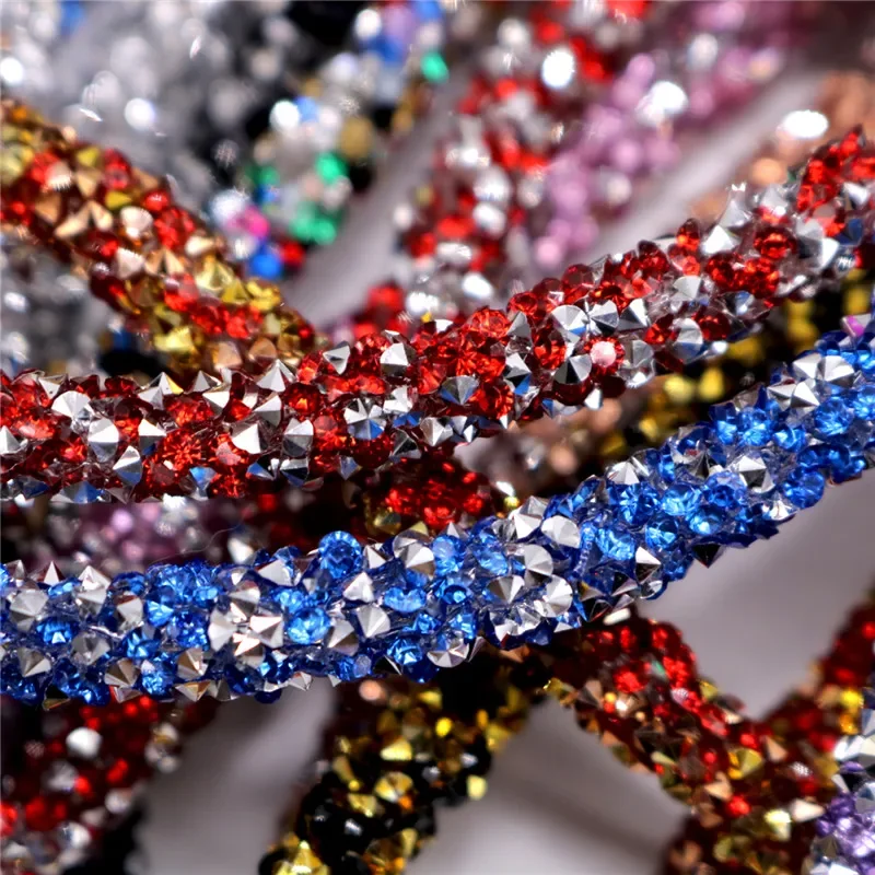 Resin glitter rhinestones rope tube cord sequin trimming 1 yard 6/7mm for DIY jewelry bracelet necklace wedding party decor