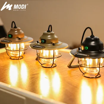 Runtime Vintage Camping Lantern - IPX4 Waterproof Outdoor Tent Light, Portable Emergency Light with Warm White Ambient Light