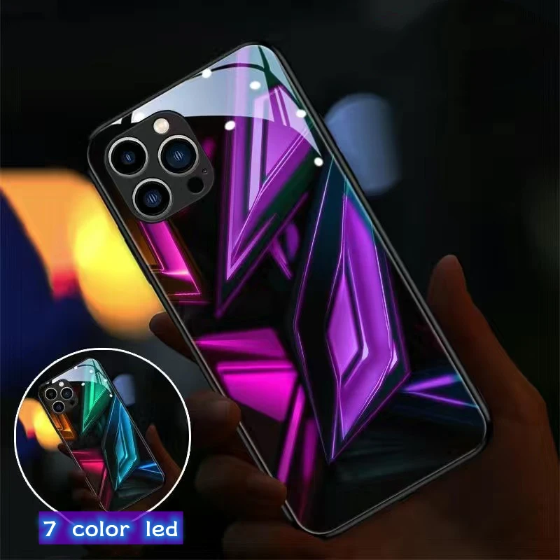 Luxury Geometry LED Light Glow Phone Case with Luminous Circuit Design