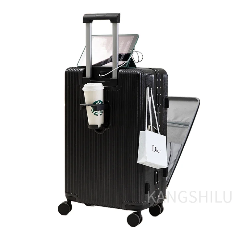 New Carry-on Suitcase 20''22''24''26''-Inch Aluminum Frame Front Opening Suitcases On Wheels Travel Trolley Case Rolling Luggage