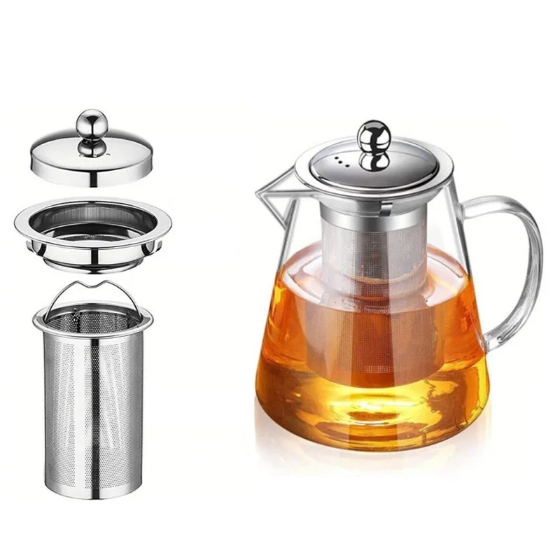 400ml/1350ml Filterable Heat-resistant Thickened Glass Teapot High Borosilicate Glass Flower Tea Pot Heatable Tea Set
