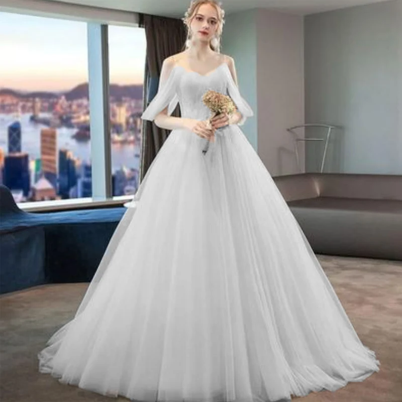 

Long Wedding Dresses Bride Plus Size Wedding Dress Elegant Women Lace Up Ball Gown Sweet Memory