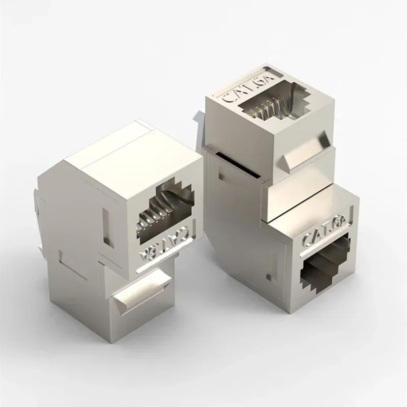 Cat 6A RJ45 커플러 90도 각도 차폐 RJ 45 암 분배기 키스톤 잭 어댑터 빈 패널 페이스 플레이트 월 플레이트
