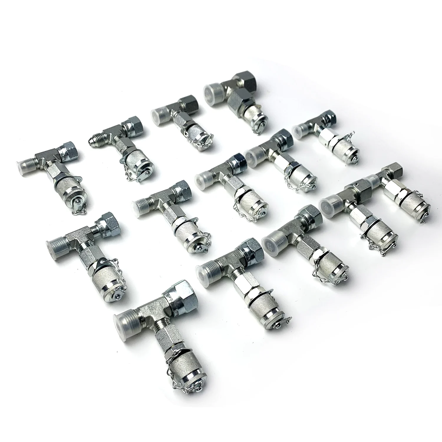 14pcs Hydraulic Tee Adapter Connectors Set with 3/8 M18*1.5 M16*1.5 1/4 Female/Male 7/16 11/16 9/16 M14*1.5 with 1 Year Warranty