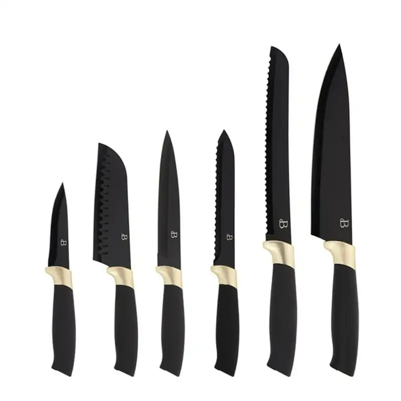 Beautiful 6 Piece Stainless Steel Knife Set in White Champagne Gold By Drew  Barrymore