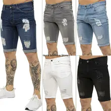 

Men's Pants Casual Ripped Short Jeans Classic Fit Distressed Fashion Denim Shorts Vaqueros De Hombre White,Black,Blue
