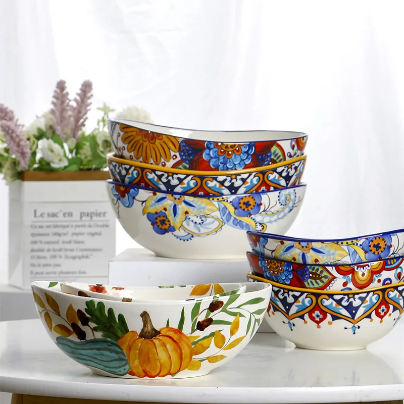 

Creative Fruit Salad Bowl Personalized Ceramic Oval Household Bowl Large Cartoon Nice Bowls Decoration