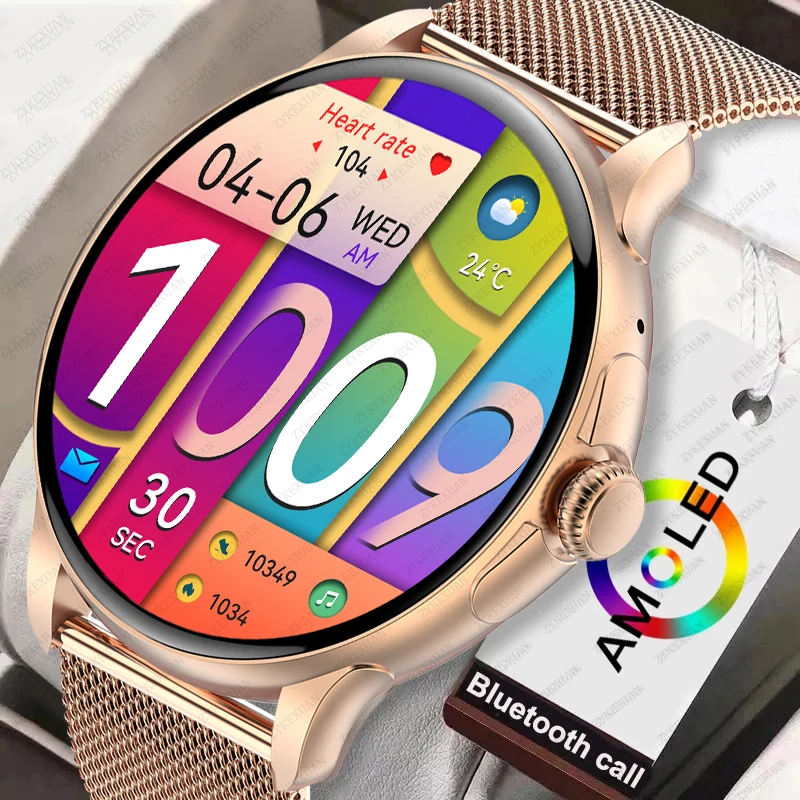 2024 여성용 스마트 워치, AMOLED 1.43 인치 HD 스크린, 블루투스 통화 시간 항상 표시, IP67 방수, 스포츠 스마트 워치, 466*466