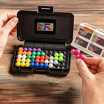 120 Challenges IQ 3D Puzzle Board Game Classic Pyramid Plate Pearl Logical Mind For Children Pyramid Beads Montessori Toys Gifts 1