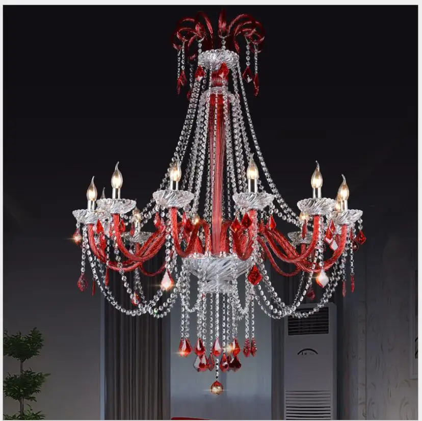

Red Crystal Chandelier Chandelier lustres de cristal Decoration D75cm 6arms LED Modern Clear Crystal AC Chandelier Home Lighting