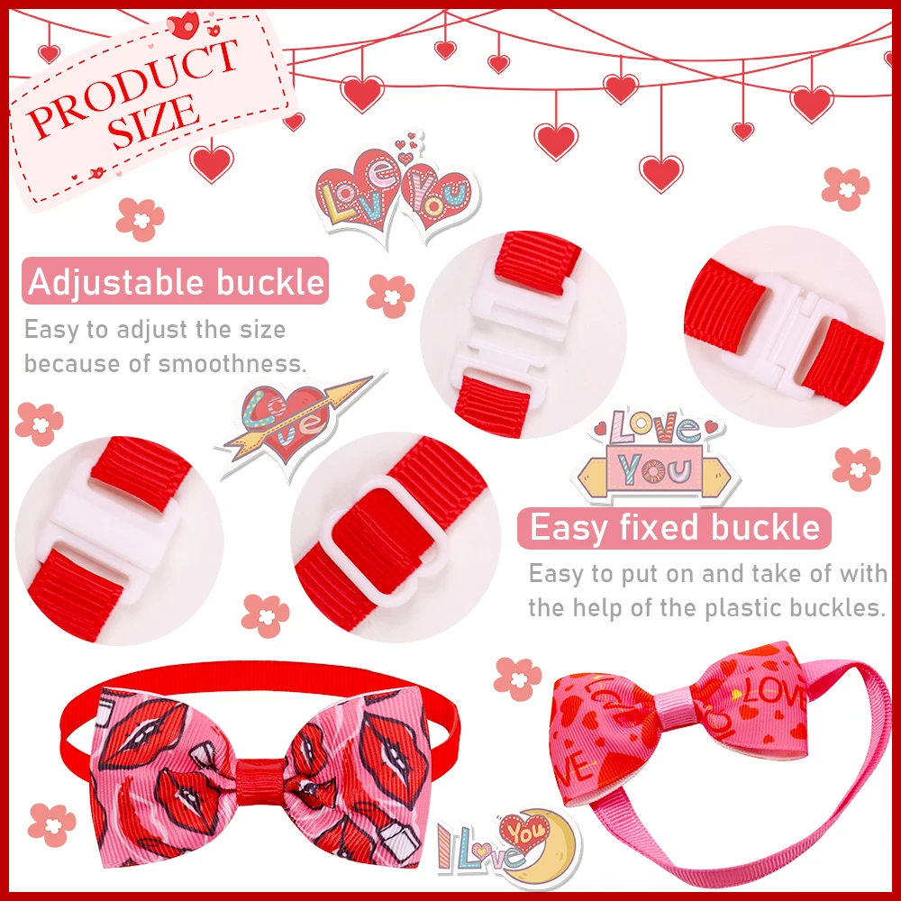 Valentines Day Dog Accessories Valentines Day Dog Bow Ties 8pcs/set