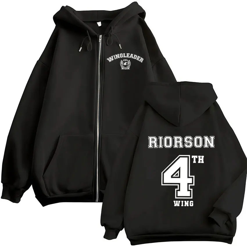 Wing Leader Xaden Riorson Zip-Up Hoodie Basgiath War College Fourth Wing Fans Mäntel Sweatshirt Herren Damen Lässiger Oversize-Kapuzenpullover