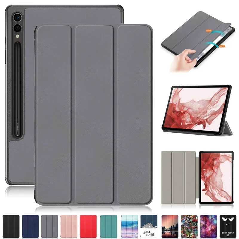 Suporte de Couro Magnético Trifold Capa Dura Inteligente Capa para Samsung Tab s9 fe Plus 12.4 Galaxy Tab s9 fe