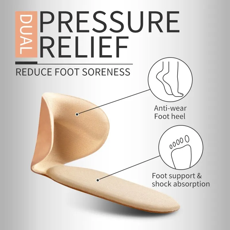 2 Pairs Half Insoles Back Stickers High Heels Liner Insert Heel Pain Relief Protector Cushion Pads Shoe Size Reducer