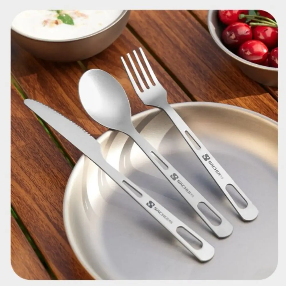 1Pc Portable Titanium Long Handle Spoon Camping Light Titanium Cookware Cutlery Fork EDC Environmental Outdoor Picnic Accessorie Camping Cutlery Portable Tableware Camping Cookware Portable Cutlery Titanium Tableware