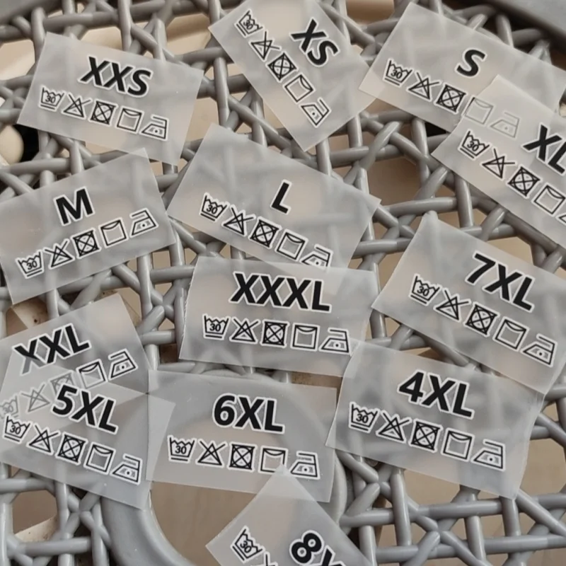 Packaging Labels Clothing Labels Garment Labels 50PCS Heat Transfer Print Size Labels XXS XS S M L XL XXL XXXL 4XL 5XL 6XL 7XL 8XL Hot Stamping iron on Sticker Size Label