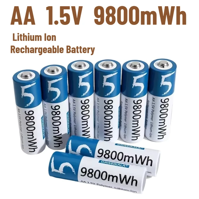 AA Lithium Ion Rechargeable Battery 9800mWh 1.5V Constant Voltage - 4 Pack Batteries for Flashlights, Smart Home, RC Toys 1