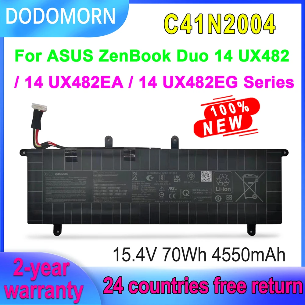 

DODOMORN C41N2004 Аккумулятор для ноутбука ASUS ZenBook Duo 14 UX482 UX482EA UX482EG 0B200-03790000 15,4 V 70Wh 4550mAh Высокое качество