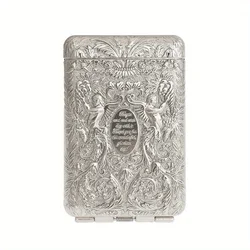 Vintage Hand - Carved Metal Cigarette Storage Box and Holder (Silver)