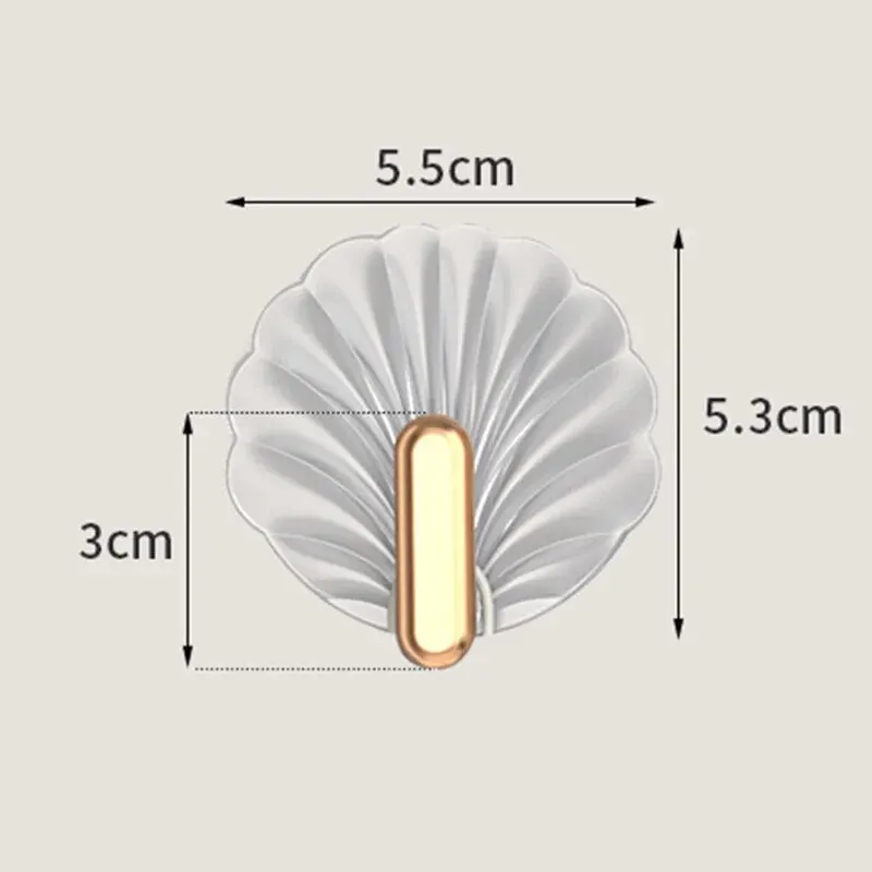Wall Hooks 10Pcs Shell Shape Kitchen Bathroom Multifunction Punch Free Paste Style