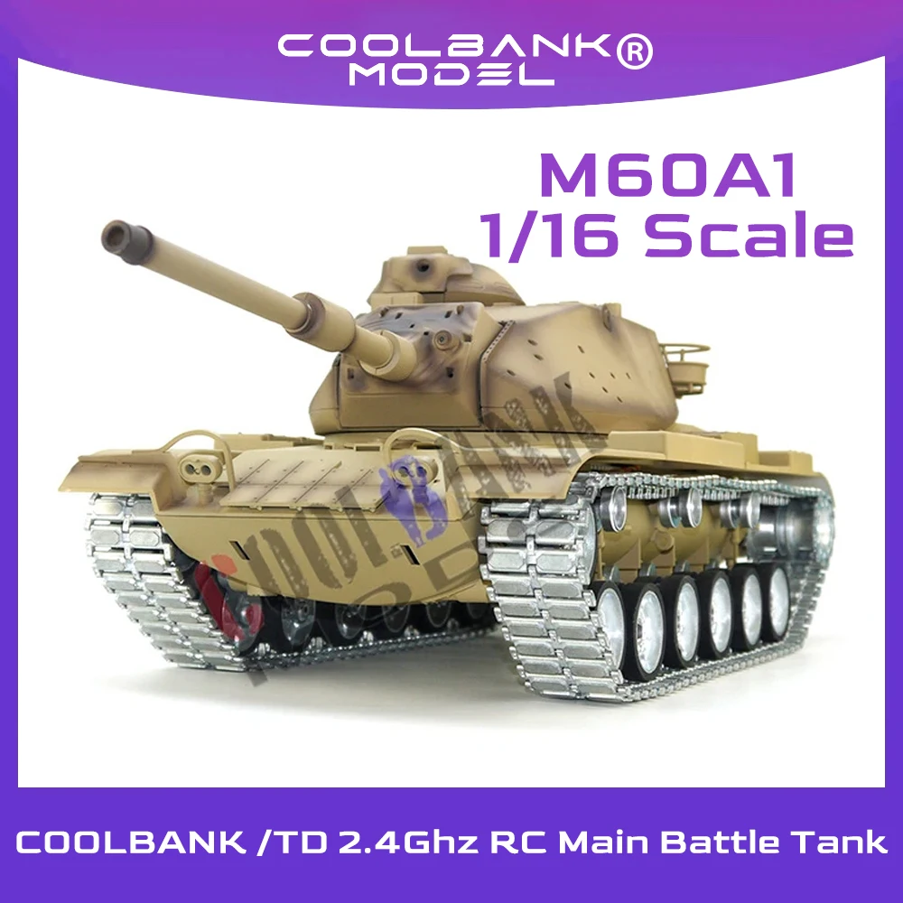 Радиоуправляемый боевой танк Coolbank 1/16 M60A1, США, металлическое колесо, инфракрасное сражение, вращение вращающейся на 320 °, семейное Дымовое устройство, Новинка