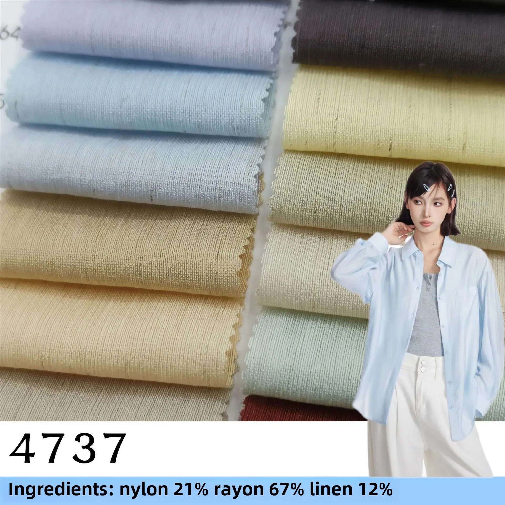Linen Cotton Nylon Blend Lightweight Casual Breathable Spring Summer Women's Clothing Fabric for Shirts And Pants