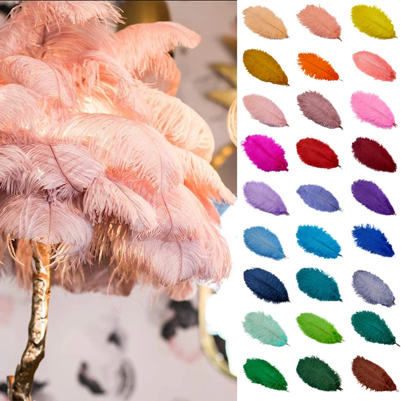 

Colorful Natural Leather Table Centerpieces, Ostrich Feathers, Decor for Crafts, Wedding Party, 1Pc