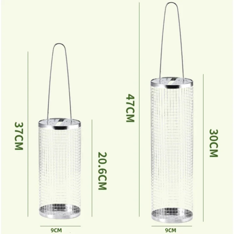 BBQ Basket Portable Stainless Steel Barbecue Cages Grill Camping Picnic Outdoor Round Campfire Grid Rolling