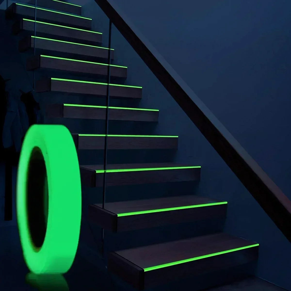 Description Picture 2 of itemNew 1 Roll1CM*3M Luminous Tape Stair Fire Warning Stickers Stage Green Fluorescent Anti-collision Warning Sticker Luminescent