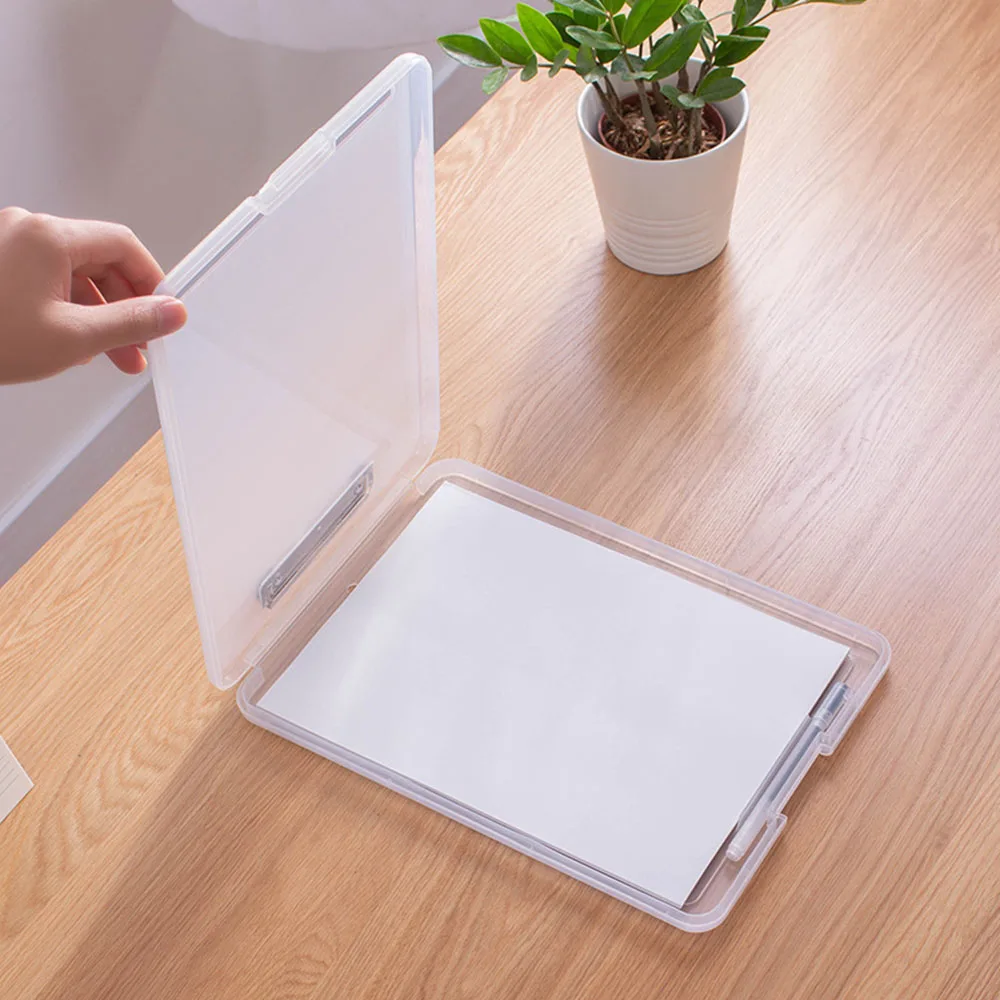 A4 Clipboard File Box Case Document PP File Folders Organizer Clipboard Pen Holder Writing Pad Stationery School Office Supplies File Folder