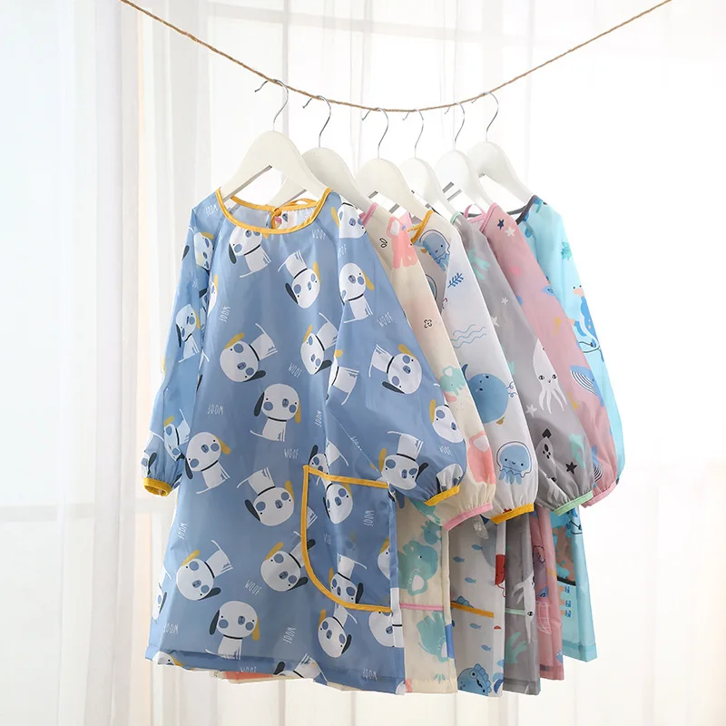 Children Painting Apron Children's Painting Apron Kids Long Sleeve Waterproof Apron Art Craft Painting Cook Feeding Cartoon Smock