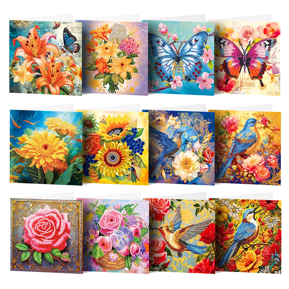 DIY Diamond Greeting Cards with 5D Drill and Shaped Designs
