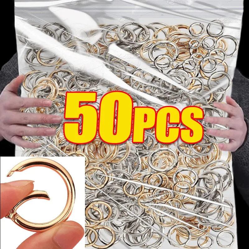 Metal O Ring Spring Clasps 10/50pcs for DIY Jewelry Openable Round Carabiner Keychain Bag Clips Hook Dog Chain Buckles Connector