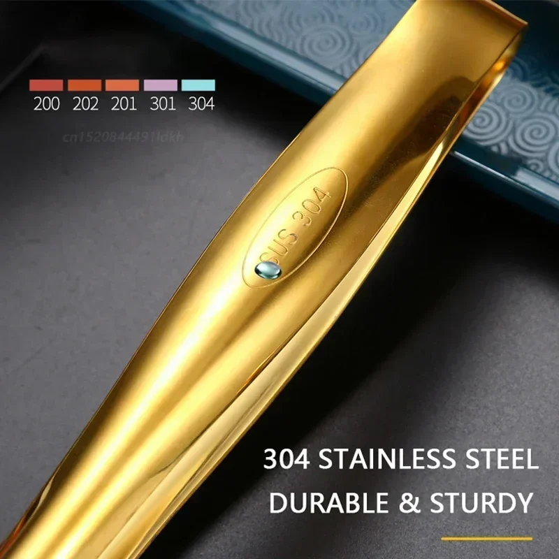 Gold Stainless Steel Kitchen BBQ Tongs Multi Styles Bread Salad Clip Steak Cooking Frying Spatula Serving Clamp Cooking Utensils