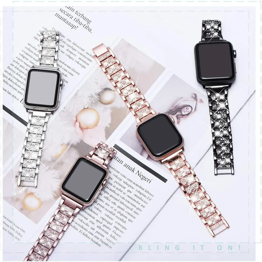 Elegant Diamond Bling Metal Strap Bracelet
