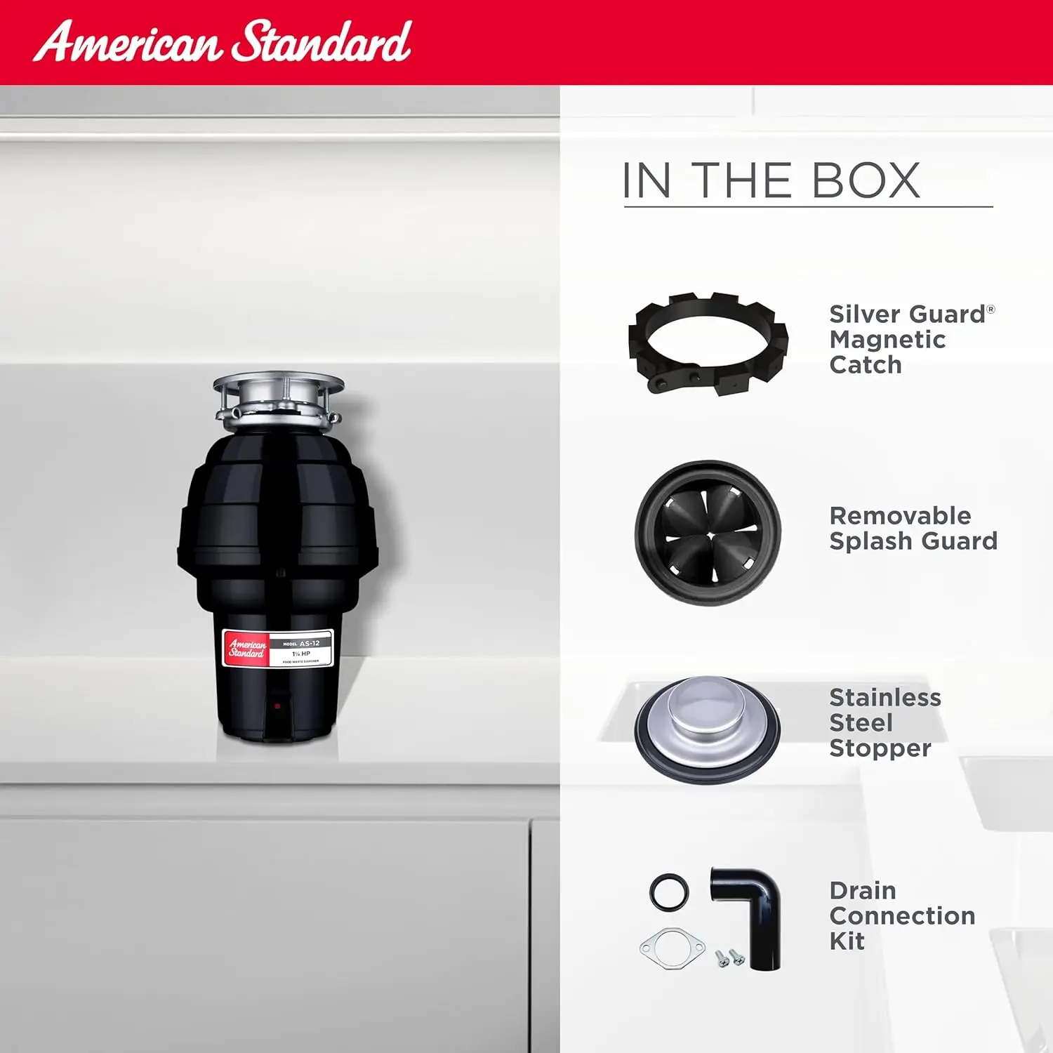 Standard 10-US-AS-12 Garbage Disposer, 1.25 HP, Disposal with Power Cord 6