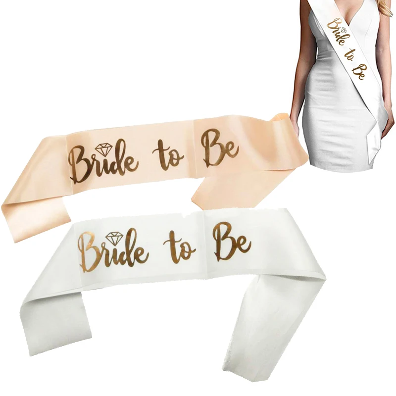 Just Married Bride To Be Wedding Decorations Rose Gold Engaged Banner  Bridal Shower Veil Satin Sash Bachelorette Hen Party - AliExpress