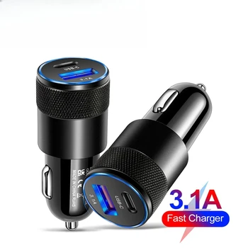Caricabatterie da auto USB C da 70W, adattatore di ricarica rapida di tipo C per iPhone, Xiaomi, Huawei, caricabatterie PD per telefono, adattatore per accendisigari.