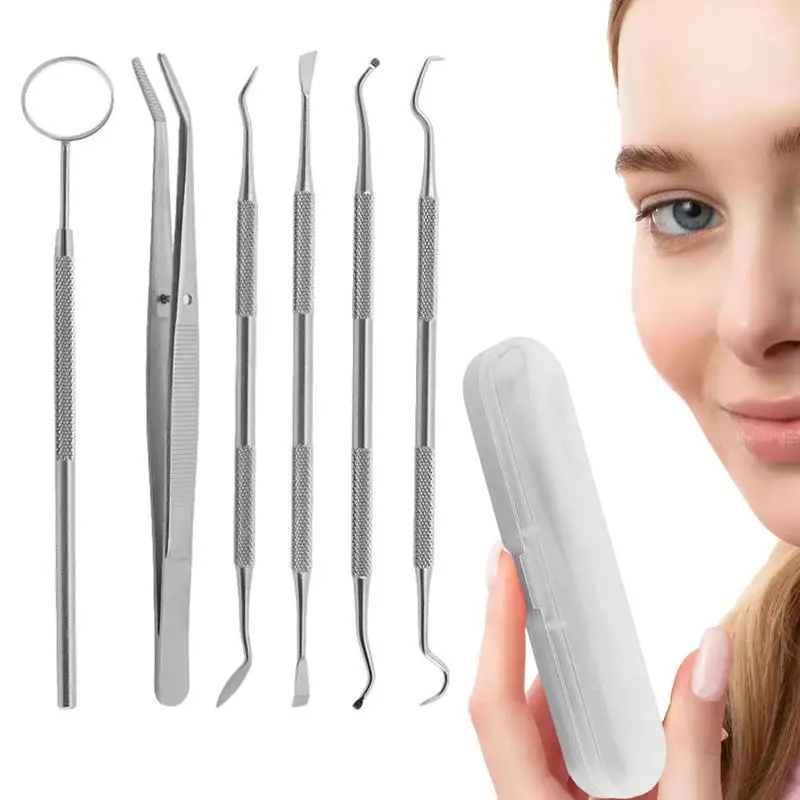 Teeth Cleaning Kit Stainless Steel Tooth Scraper Tarter Scraper 6PCS Stainless Steel Tarter Scraper Plaque Remover For Teeth wulf professional stainless steel scraper 5 inch