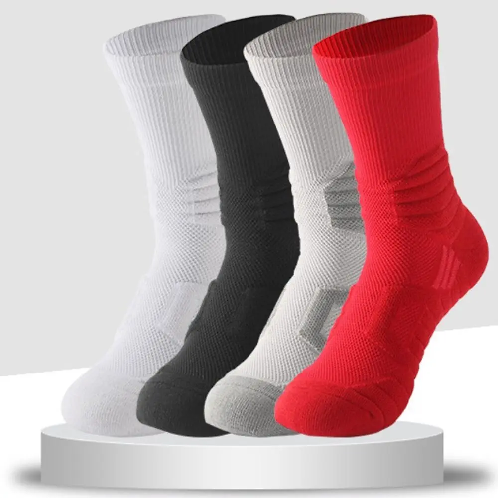

1 Pair of Thickened Basketball Socks Tennis Anti Slip Towel Bottom Soccer Socks Professional Mid Length Football Socks Sport