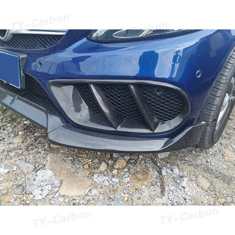 Carbon Fiber Front Bumper Air Vent Outlet Cover Trim Fog Lamp Frame Parts For Benz W205 C43 C180 C200 Sport 2015- car exterior accessories