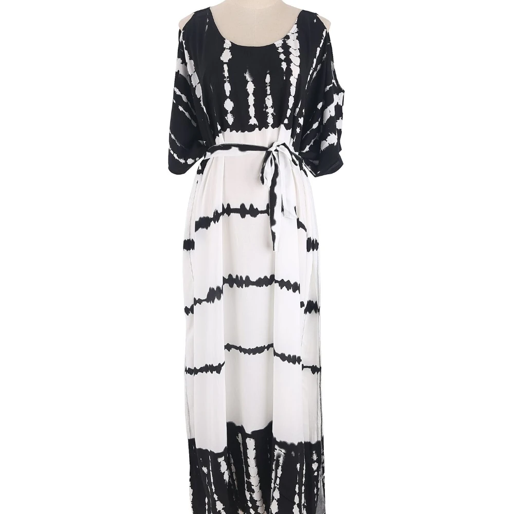 Swim Cover Up Dresses Women Sunmmer Beachwear Elegant Dress Swimsuit Bathing Suit Cover Ups Tunics Beach Printed Robe De Praia