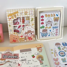 

Cute Handmade Stickers Set Decoration 50 Non-repeating Korean Cartoon DIY Washi Stickers on Laptop Kawaii Decorative Waterproof